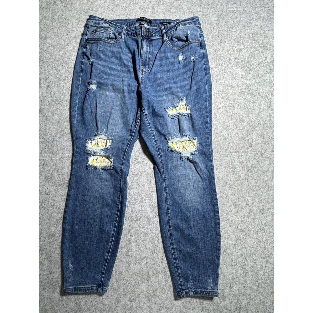Judy Blue Skinny Fit Jeans Womens 20W Blue Med Wash High Rise Distressed Stretch